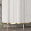 White Luxury 2-Door Sideboard Buffet Sintered Stone Top Modern Sideboard Cabinet in Gold