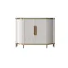 White Luxury 2-Door Sideboard Buffet Sintered Stone Top Modern Sideboard Cabinet in Gold