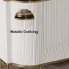 White Luxury 2-Door Sideboard Buffet Sintered Stone Top Modern Sideboard Cabinet in Gold