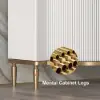 White Luxury 2-Door Sideboard Buffet Sintered Stone Top Modern Sideboard Cabinet in Gold