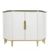 White Luxury 2-Door Sideboard Buffet Sintered Stone Top Modern Sideboard Cabinet in Gold