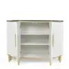 White Luxury 2-Door Sideboard Buffet Sintered Stone Top Modern Sideboard Cabinet in Gold