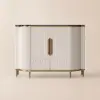 White Luxury 2-Door Sideboard Buffet Sintered Stone Top Modern Sideboard Cabinet in Gold