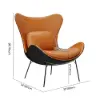 Faux Leather Wingback Slipper Accent Chair with Pillow & Metal Legs – Orange