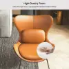 Faux Leather Wingback Slipper Accent Chair with Pillow & Metal Legs – Orange