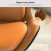Faux Leather Wingback Slipper Accent Chair with Pillow & Metal Legs – Orange