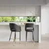 Modern Gray Velvet Upholstered Bar Stool with Low Back & Footrest