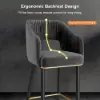 Modern Gray Velvet Upholstered Bar Stool with Low Back & Footrest