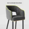 Modern Gray Velvet Upholstered Bar Stool with Low Back & Footrest