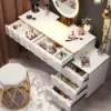Modern Extendable Make-up Vanity with 5 Drawers, Stool & LED Mirror