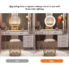 Modern Extendable Make-up Vanity with 5 Drawers, Stool & LED Mirror