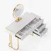 Modern Extendable Make-up Vanity with 5 Drawers, Stool & LED Mirror