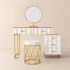 Modern Extendable Make-up Vanity with 5 Drawers, Stool & LED Mirror