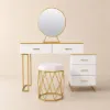 Modern Extendable Make-up Vanity with 5 Drawers, Stool & LED Mirror