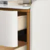 White Leather 2-Drawer Bedside Table with Sintered Stone Top