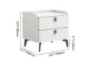 White Leather 2-Drawer Bedside Table with Sintered Stone Top