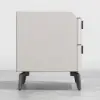 White Leather 2-Drawer Bedside Table with Sintered Stone Top