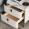 White Leather 2-Drawer Bedside Table with Sintered Stone Top