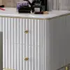 Bline White Dressing Table Faux Marble Dressing Table with Drawers Gold Stainless Steel