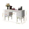 Bline White Dressing Table Faux Marble Dressing Table with Drawers Gold Stainless Steel