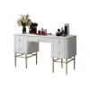 Bline White Dressing Table Faux Marble Dressing Table with Drawers Gold Stainless Steel