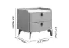Grey Leather 2-Drawer Bedside Table with Sintered Stone Top