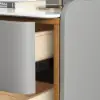 Grey Leather 2-Drawer Bedside Table with Sintered Stone Top