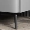 Grey Leather 2-Drawer Bedside Table with Sintered Stone Top