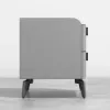 Grey Leather 2-Drawer Bedside Table with Sintered Stone Top