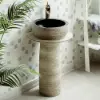 Picture of Kaolin Clay Pedestal Basin Washbowl without Waste & Tap Outdoor and Indoor