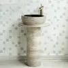 Picture of Kaolin Clay Pedestal Basin Washbowl without Waste & Tap Outdoor and Indoor