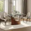 Halven 71" Modern Sintered Stone Dining Table with Stainless Base Seats 6-8 People