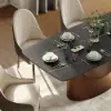 Halven 71" Modern Sintered Stone Dining Table with Stainless Base Seats 6-8 People