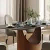 Halven 71" Modern Sintered Stone Dining Table with Stainless Base Seats 6-8 People