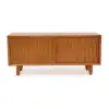 1000mm Wooden Storage Bench Storage Sliding Doors Natural Pine Wood