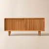 1000mm Wooden Storage Bench Storage Sliding Doors Natural Pine Wood