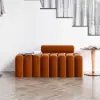 Modern Line Tufted Entryway Bench Upholstered Bench with Round Back Orange