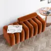 Modern Line Tufted Entryway Bench Upholstered Bench with Round Back Orange
