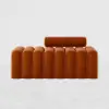 Modern Line Tufted Entryway Bench Upholstered Bench with Round Back Orange