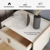 Sintered Stone Top 2-Drawer Leather Bedside Table – Drawers Pu Nightstand