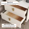 Sintered Stone Top 2-Drawer Leather Bedside Table – Drawers Pu Nightstand
