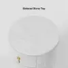 Sintered Stone Top 3-Drawer Round Velvet Bedside Table – Nightstand Gray Nightstand