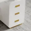 1400mm Modern White Office Desk with Drawers File Cabinet in Gold Base