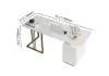 1400mm Modern White Office Desk with Drawers File Cabinet in Gold Base