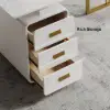 1400mm Modern White Office Desk with Drawers File Cabinet in Gold Base