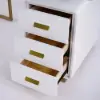 1400mm Modern White Office Desk with Drawers File Cabinet in Gold Base