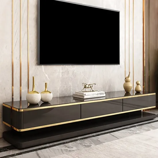 Gapn 200 cm White TV Stand with Tempered Glass Top & 3 Drawers – Black Media Console