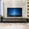 Gapn 200 cm White TV Stand with Tempered Glass Top & 3 Drawers – Black Media Console