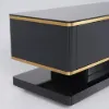 Gapn 200 cm White TV Stand with Tempered Glass Top & 3 Drawers – Black Media Console