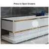 Gapn 200 cm White TV Stand with Tempered Glass Top & 3 Drawers – Media Console Storage